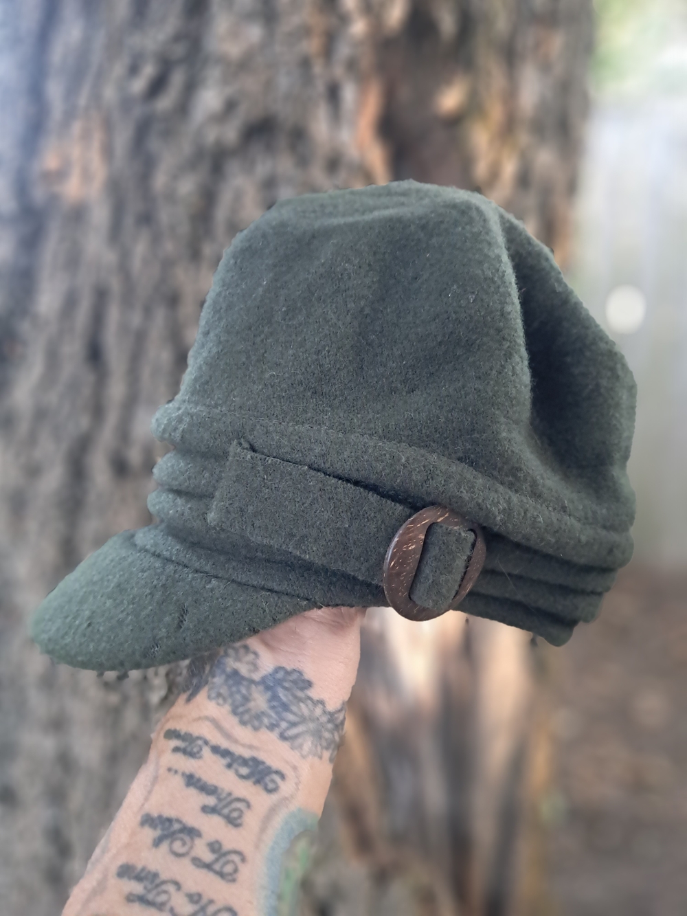Parkhurst Olive Wool Cap with Decorative Buckle